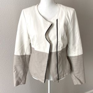 INC two tone leather blazer like new
